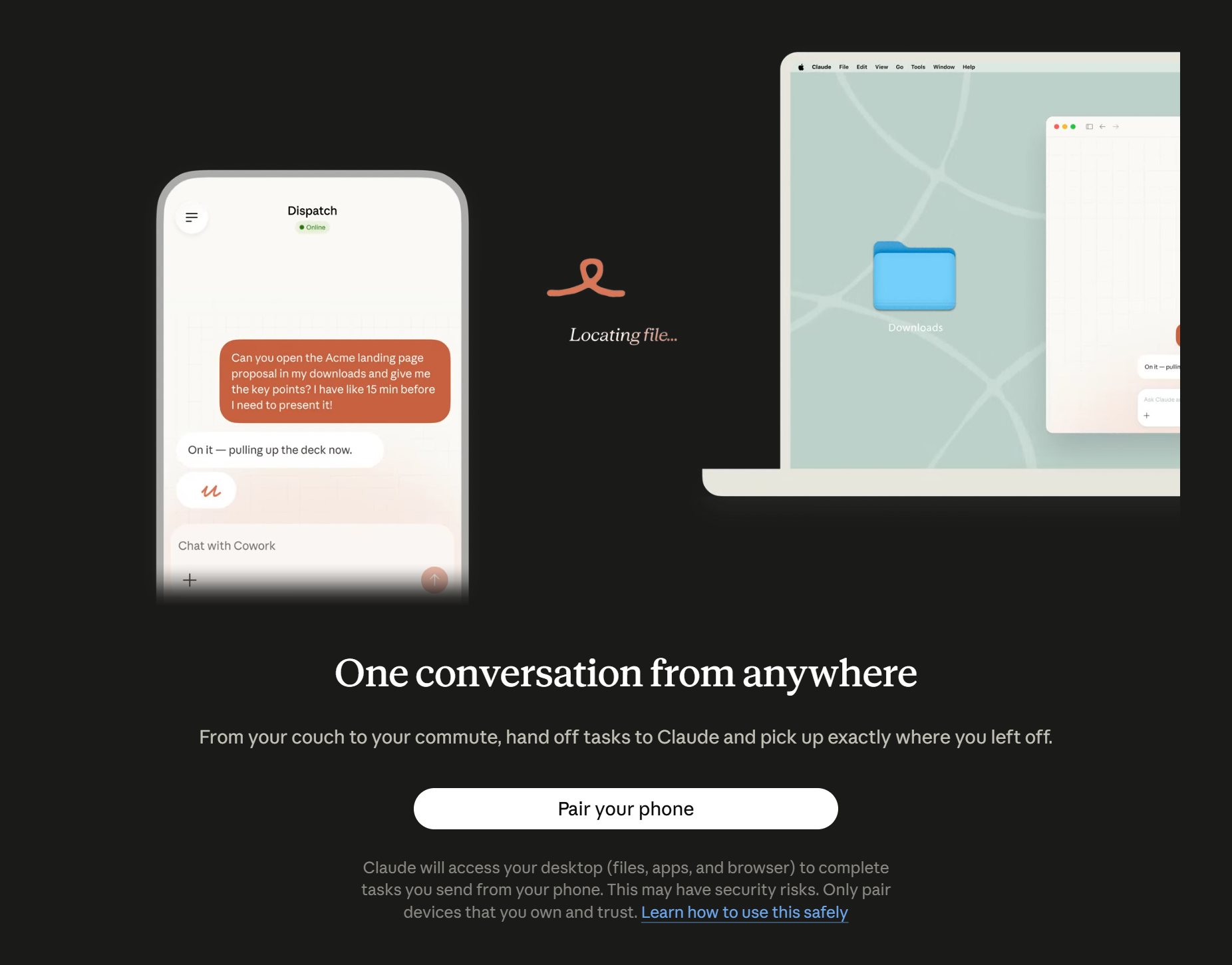 Dispatch: fire a task from your phone, Claude runs it on your desktop