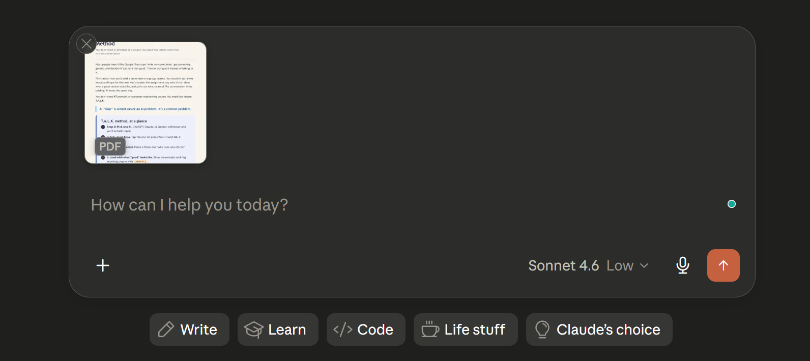 Attaching files to a Claude chat