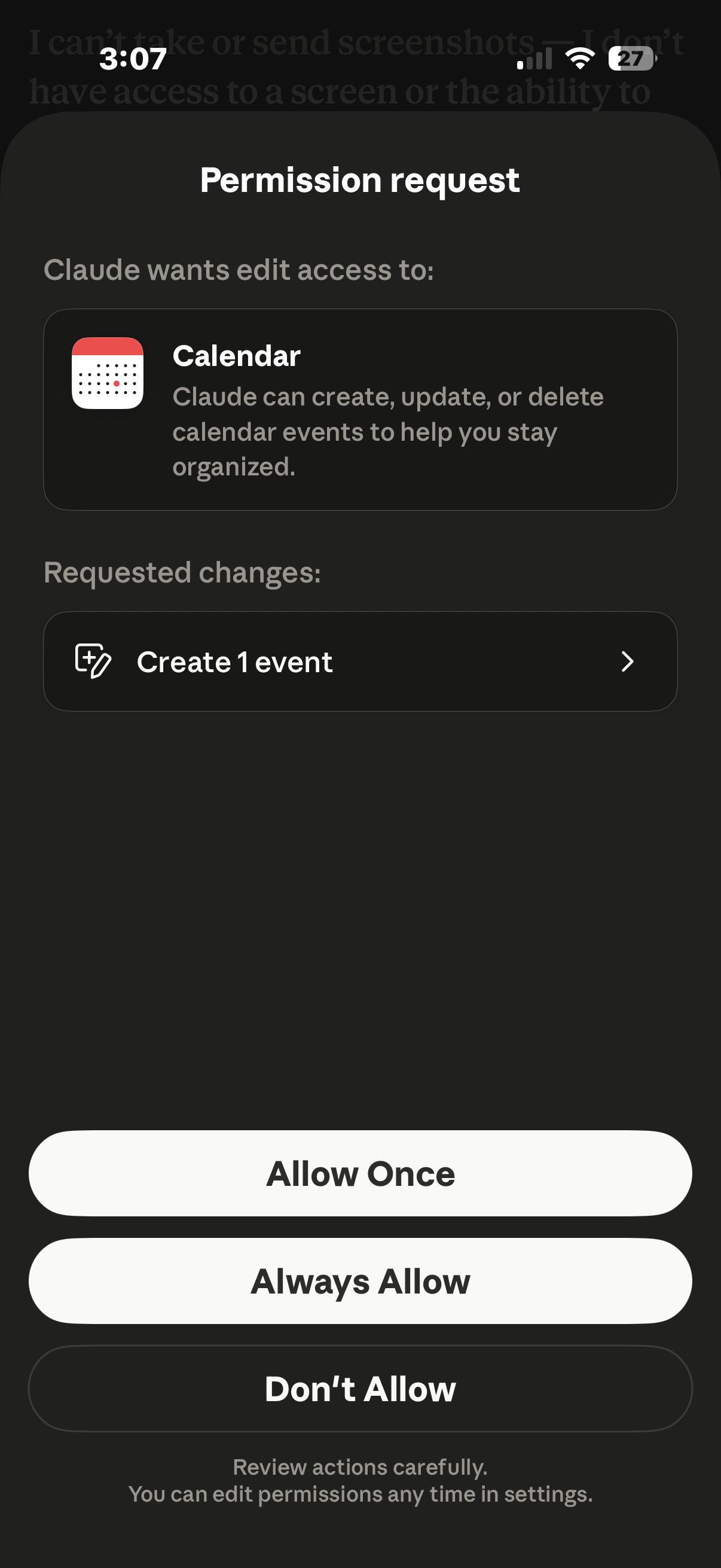 Claude connected to phone apps on iOS