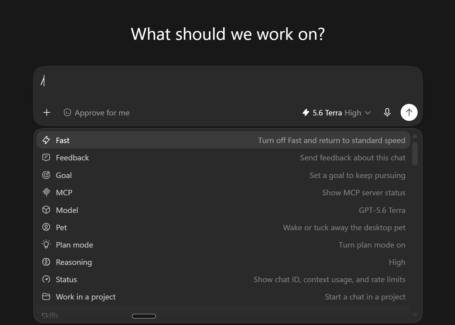 ChatGPT's slash command menu